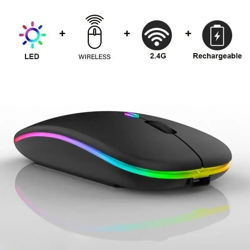 Kabellose Maus, Gaming-Maus mit Hintergrundbeleuchtung, USB-kompatible, wiederaufladbare RGB-Mäuse, geräuschlose, ergonomische Gaming-Maus mit Hintergrundbeleuchtung für Laptop-PC 