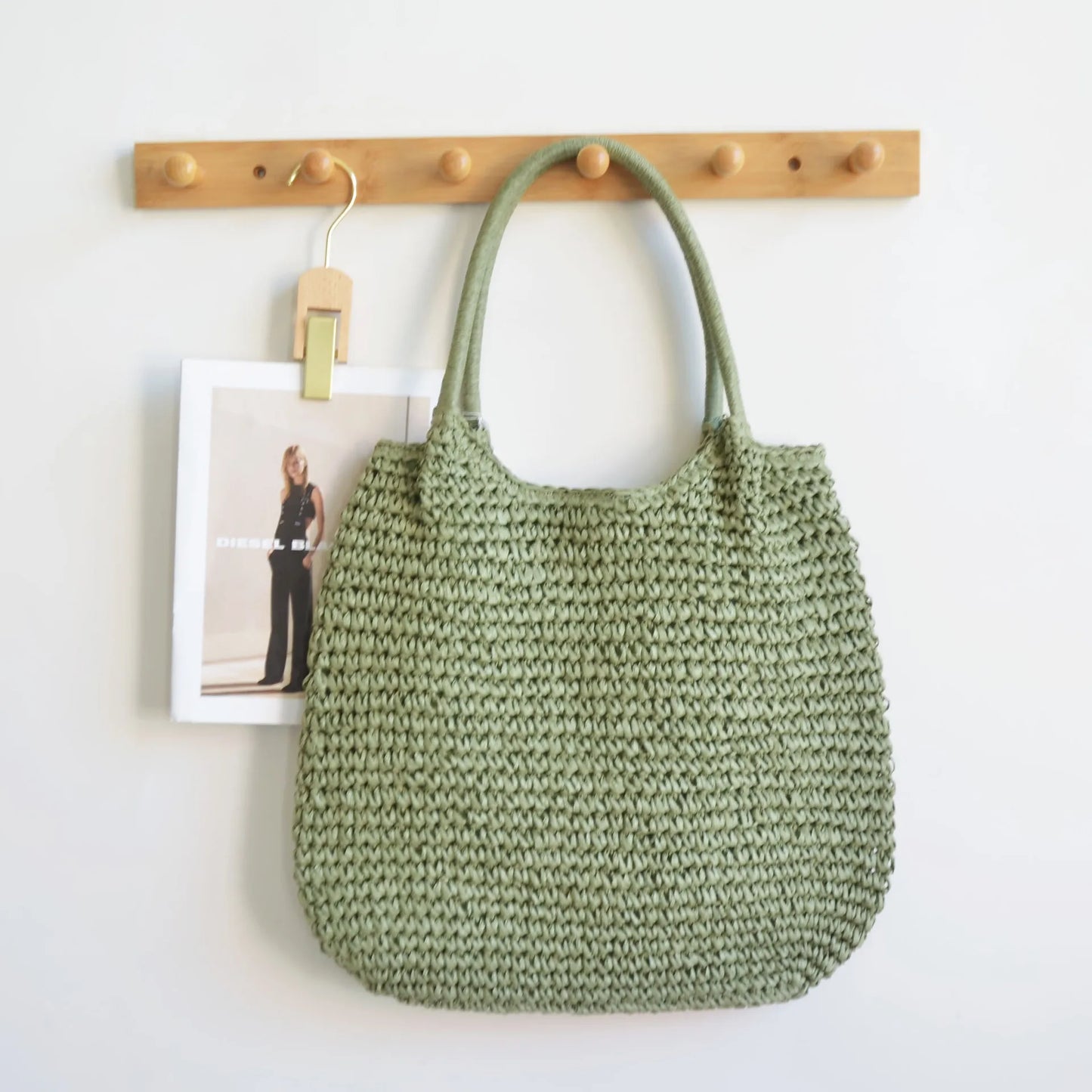 Casual Large Capacity Straw Tote Bag Simple Paper Woven Women Shoulder Bags Handmade Big Summer Beach Handbags Big Shopper Purse