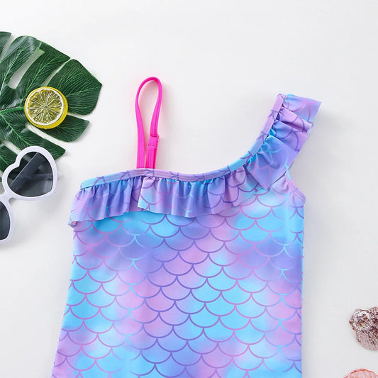 Movie Wish Girls Swimsuit Fashion Mermaid Fish One-Piece Bathing Suits Children's Dresses Summer Swimwear Beach Suit Kids Wear