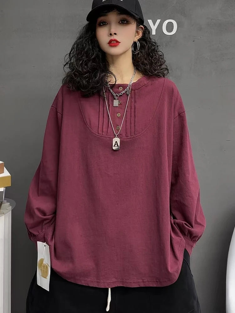 Max LuLu Designer Fashion Clothes Womens Spring Loose Vintage O Neck Tee Shirts 2025 Ladies Casual Classic Harajuku Cotton Tops