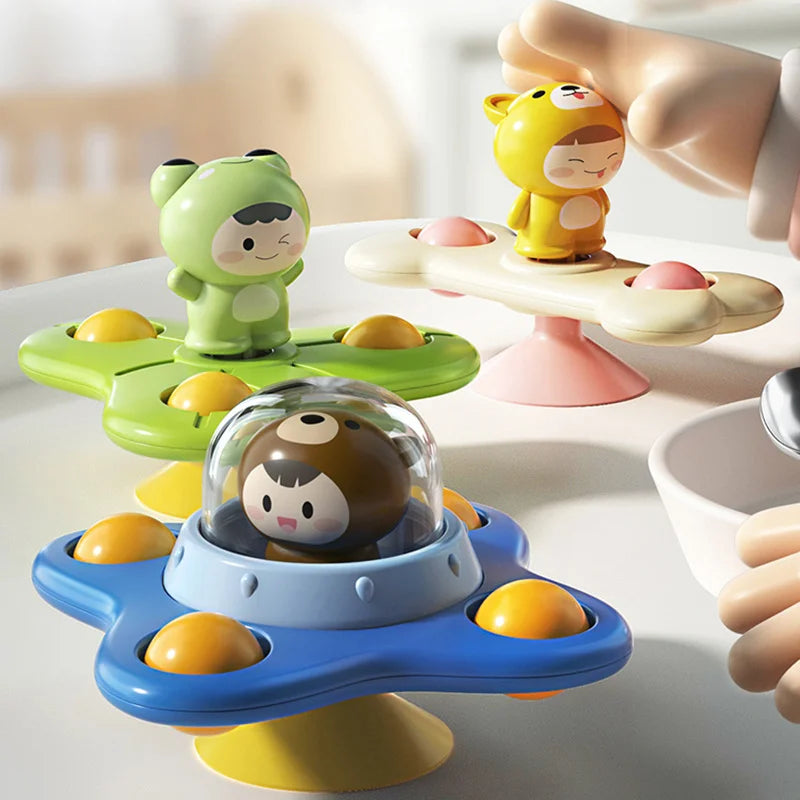 3 Teile/satz Baby Spielzeug Saugnapf Spinner Spielzeug Für Kleinkinder Hand Zappeln Sensorischen Spielzeug Stress Relief Pädagogisches Rotierenden Rasseln 