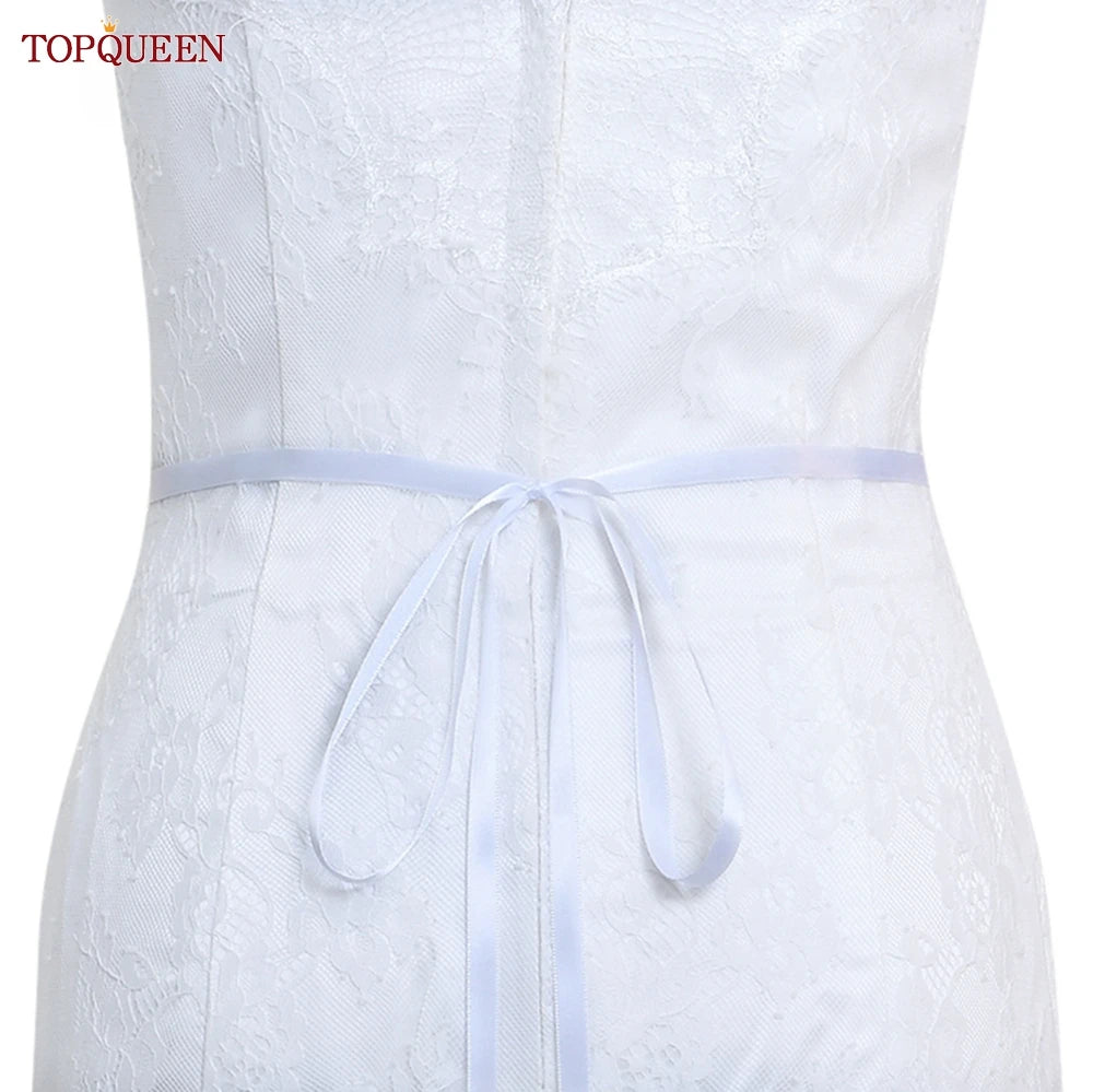 TOPQUEEN Wholesale Wedding Accessories Silver Rhinestone Bridal Thin Belt Formal Dress Waist Decoration Bridesmaid Belt S386