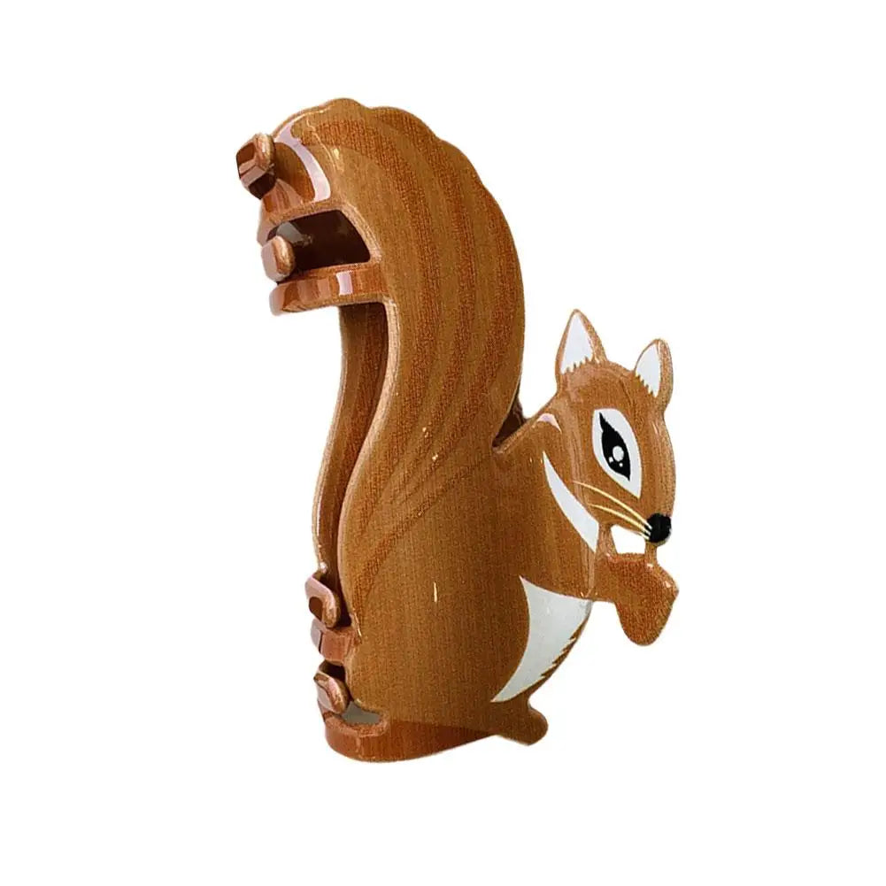 Autumn Leaf Shape Hair Claw Cartoon Forest Animal Squirrel Jaw Clips Clip Strong Hold Hair Hair Hair Nonslip Accessory Claw N1I2
