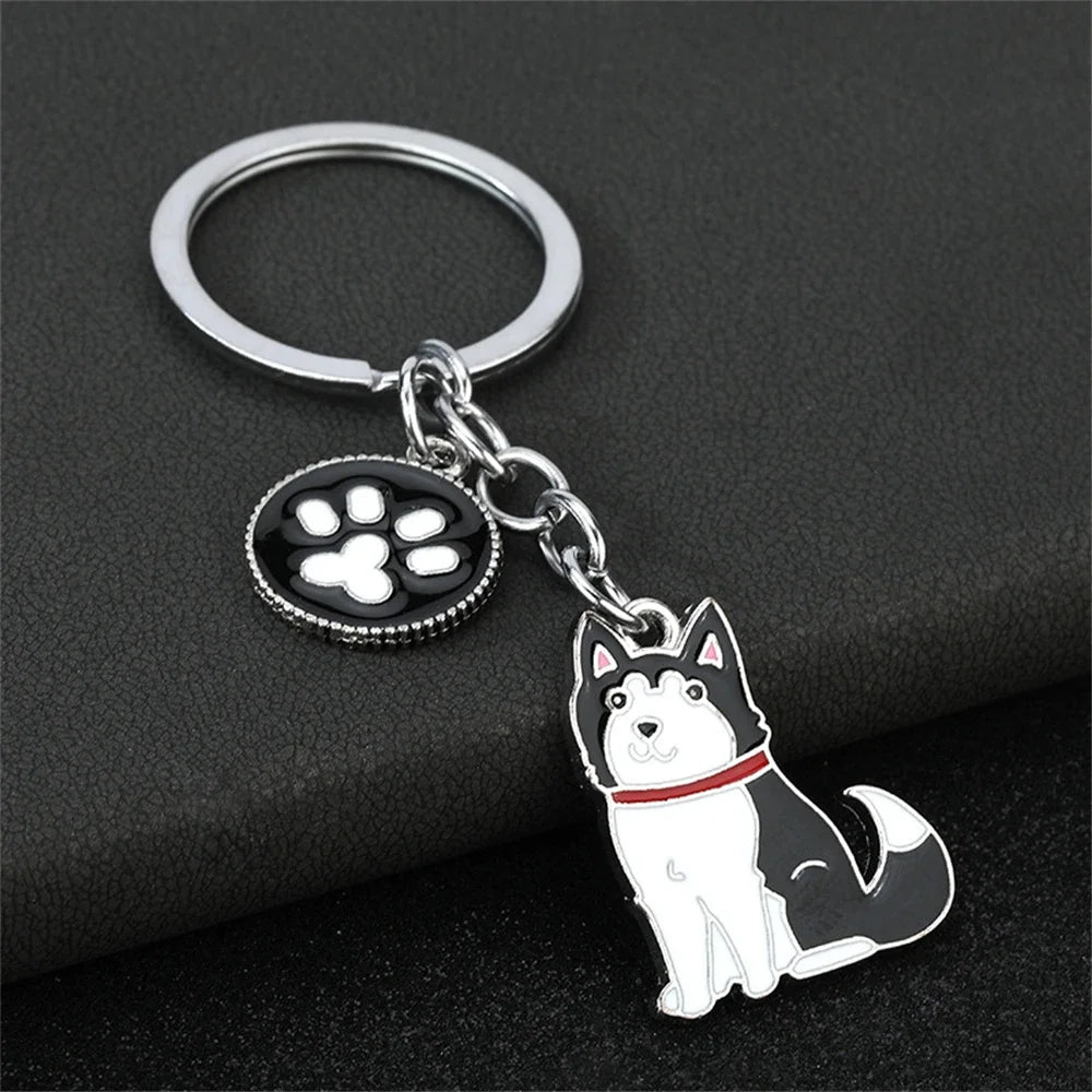 Fashion Alloy French Bulldog Pug Dog Keychain Cute Pet Dog Keyring Bag Handbag Charm Accessories For Women Animal Lovers Gifts
