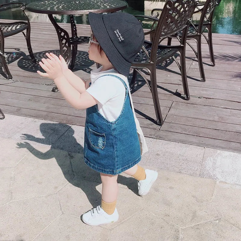 Spring And Summer Girls Fashion Strap Dress For Kids  0-5 Years Old