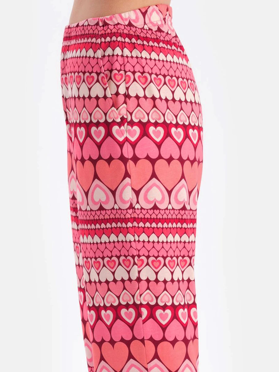 Women Valentine s Day Pajamas Lounge Set Heart Print Long Sleeve Tops and Pants 2 Piece Loungewear Outfits