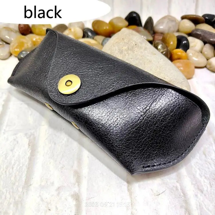 Blongk Glasses Case Waist Bag Genuine Leather Sunglasses Box Pocket Belt Pack Portable Men Women YJHd-55