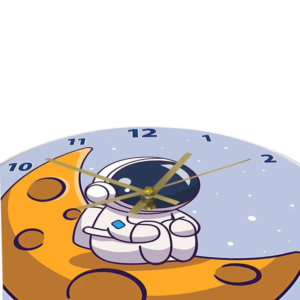 Cartoon Astronaut LED Lighting Wall Clock for Kids Room Nursery Universe Home Decor Outer Space Art Cosmonaut Neon Light Clock