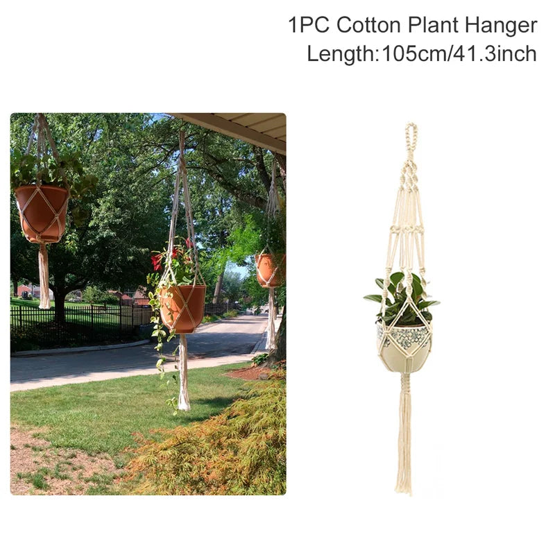 Hanging Plant Handmade Macrame Courtyard Garden Decoration