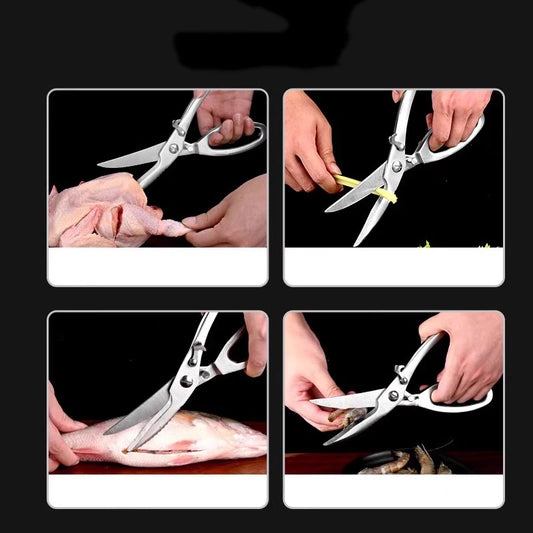 PLYS Fish Killing Kitchen Scissors, Stainless Steel Multifunctional Chicken Bone Scissors, Kitchen Fish Scaling Tool