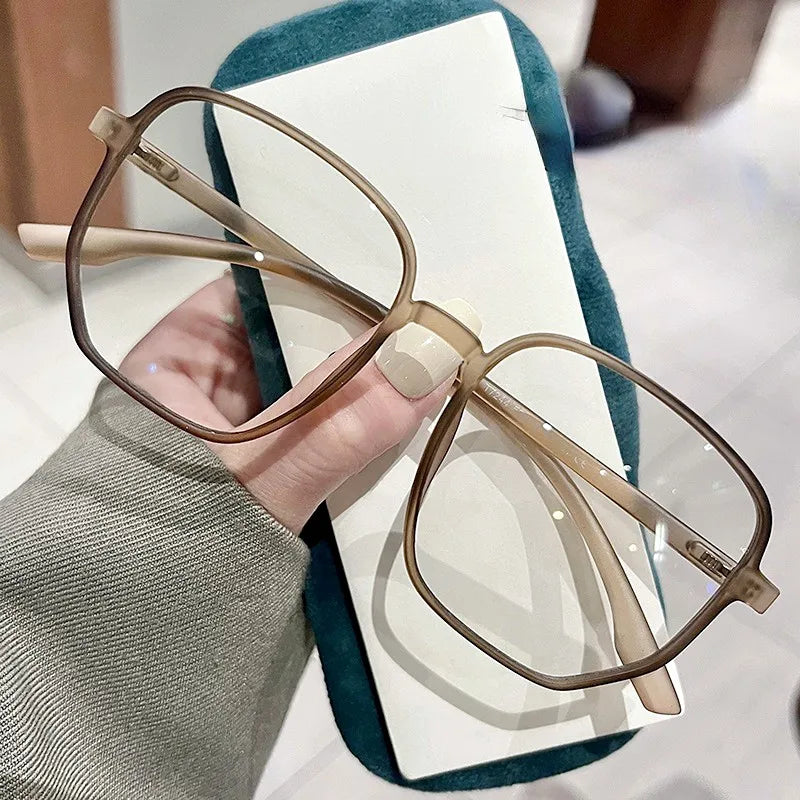 Oversized Frame Anti-blue Light Transparent Glasses Women Men Fashion Sunglasses UV400 Protection Flat Mirror Computer Eyeglases