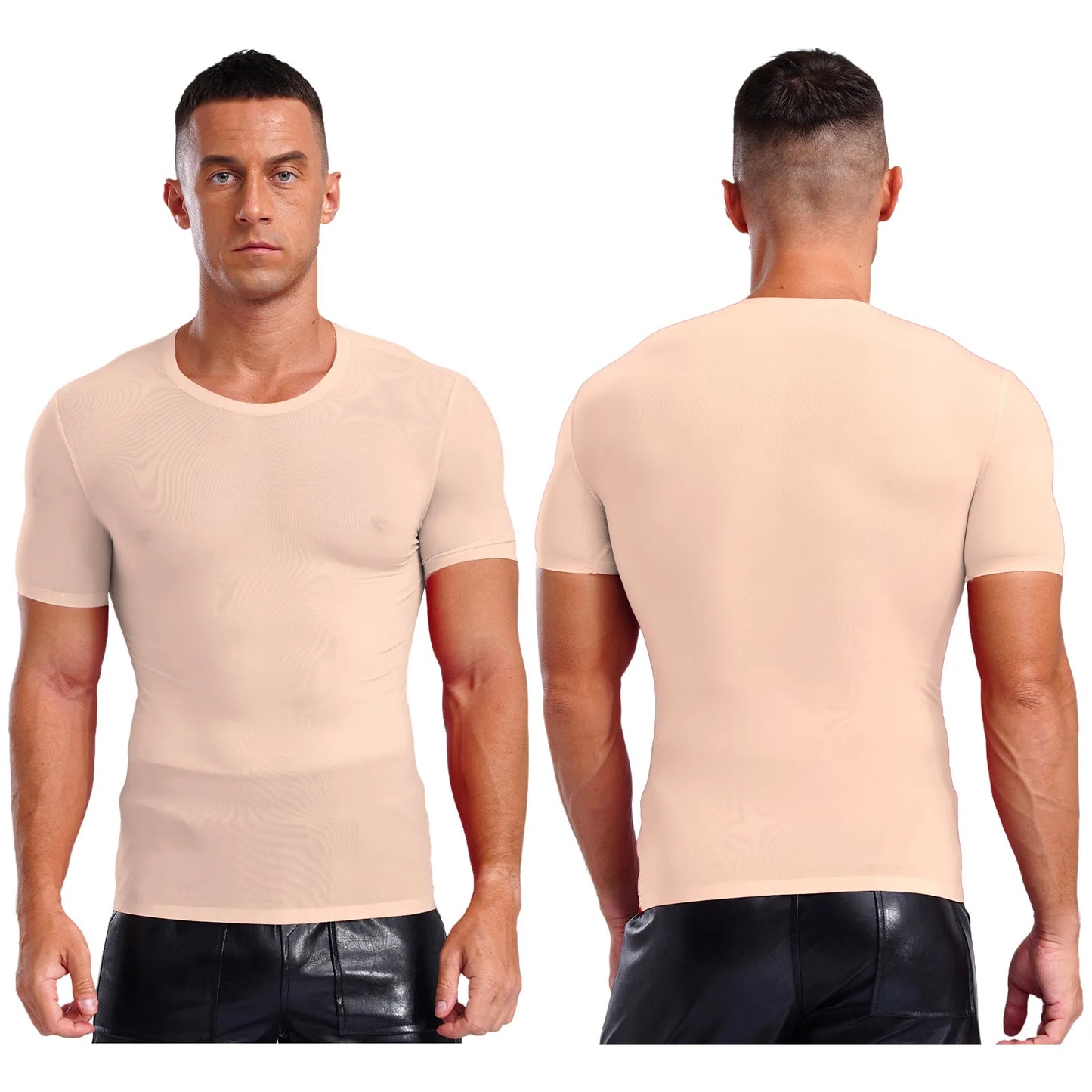 Mens Quick-dry Athletic T-shirt Round Neck Short Sleeve Ice Silk Ultra-thin Blouses Top for Gym Sports Workout Fitness Swimming mon