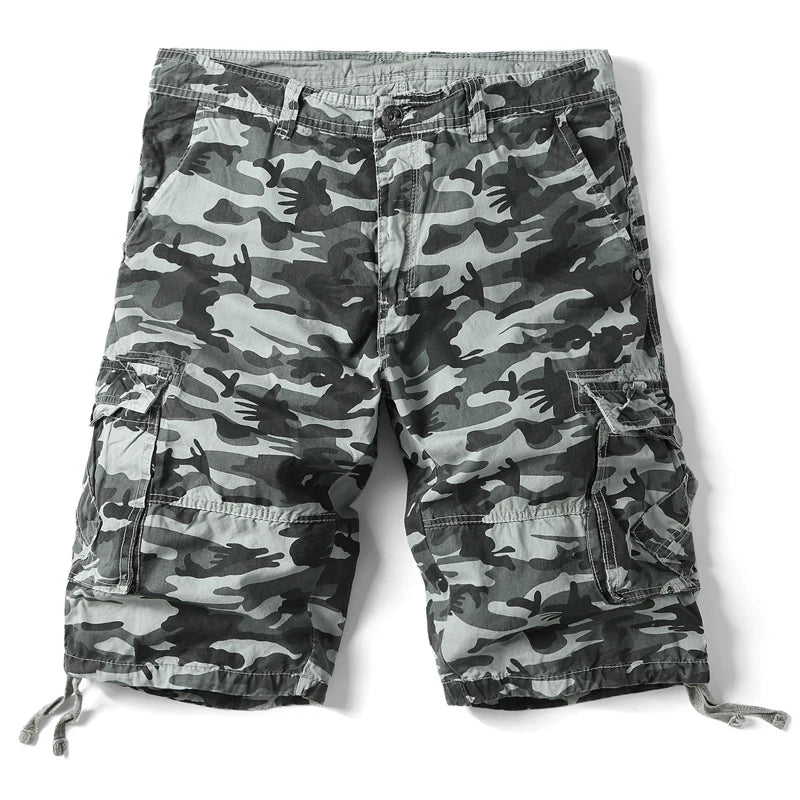 US Size Mens Summer Cotton Camouflage Loose Cargo Shorts Fashion Casual Multi-pocket Short Pants Male Loose Military Camo Shorts