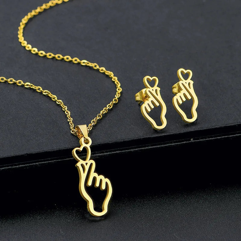 10 PiecesHip Hop Personalized Accessories Stainless Steel Necklace Fashion Jewelry Set for Women Smooth Geometric Design