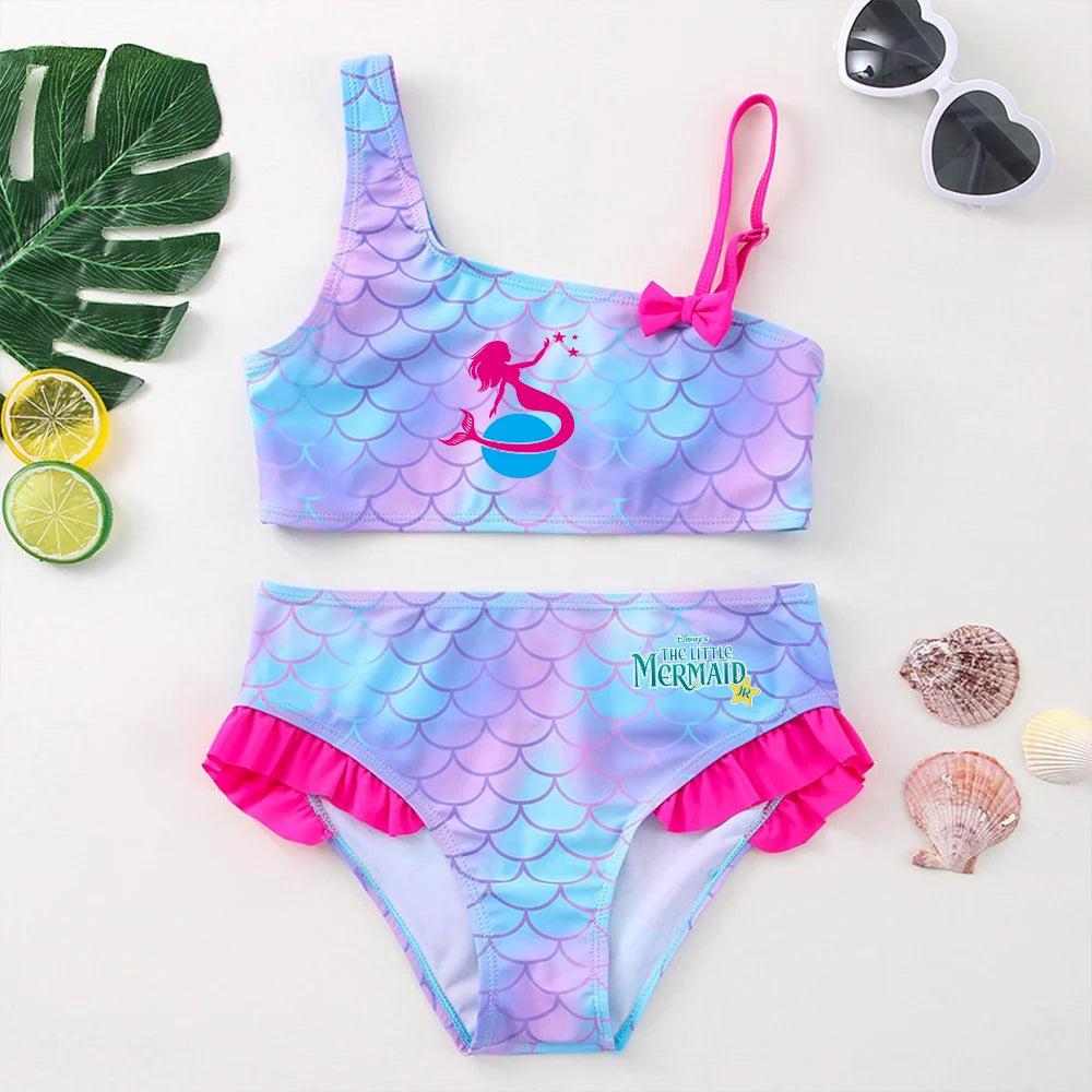 The Little Mermaid Girls Swimsuit One-Piece Bathing Suit Children Dresses Summer Swimwear Beach Suit Kid Wear Mermaid Fish Scale