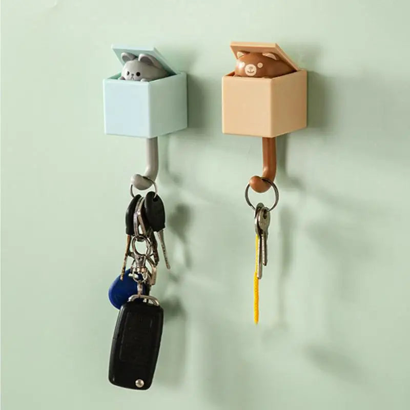 Cute Cat Wall Hooks Self Adhesive Bedroom Door Hangers Keys Towel Umbrella Coat Holder Rack Animal Home Bathroom Decoration Hook