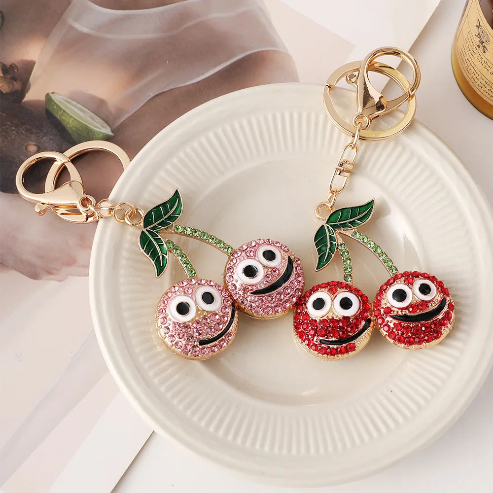 Cute Cherry Pendants Women's Bag Charms Gold Plated Keychains Bag Accessories