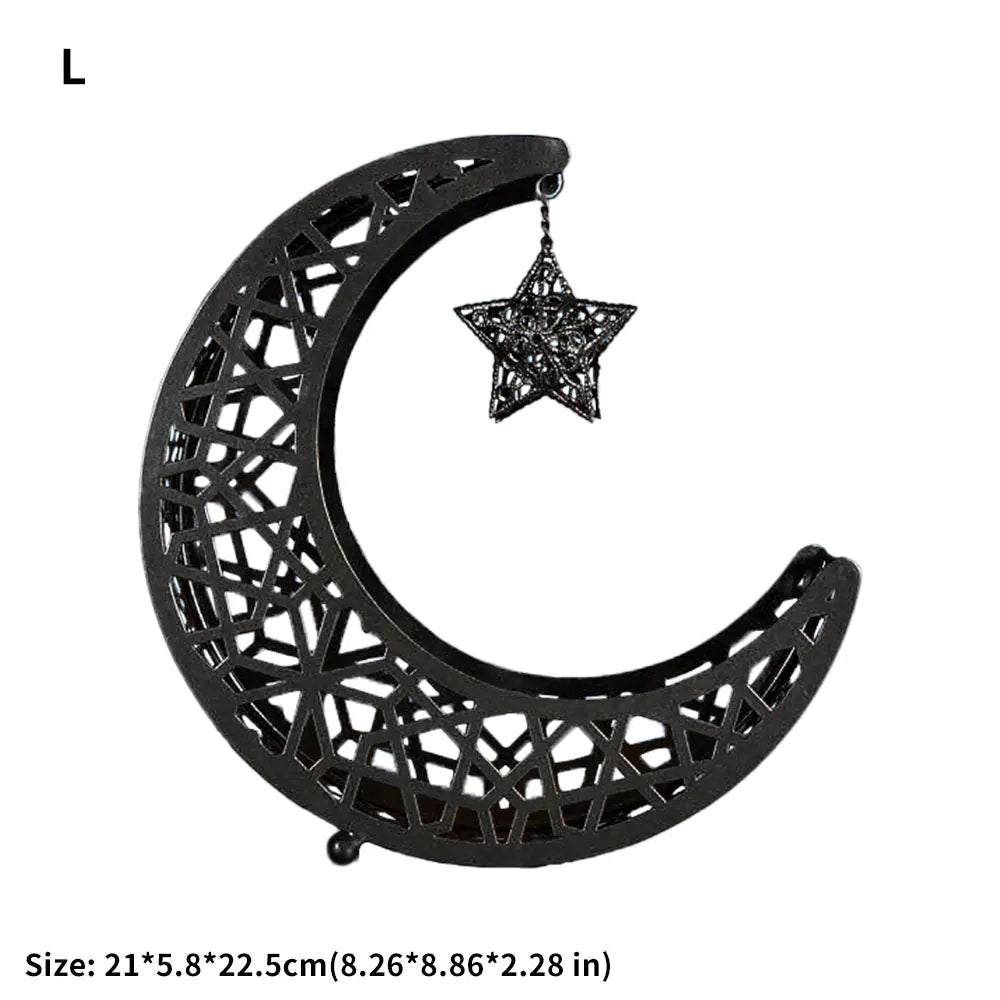 Golden Snack Tray Hollow Out Moon Star Shape Eid Mubarak Serving Platter Muslim Ramadan Nuts Plate
