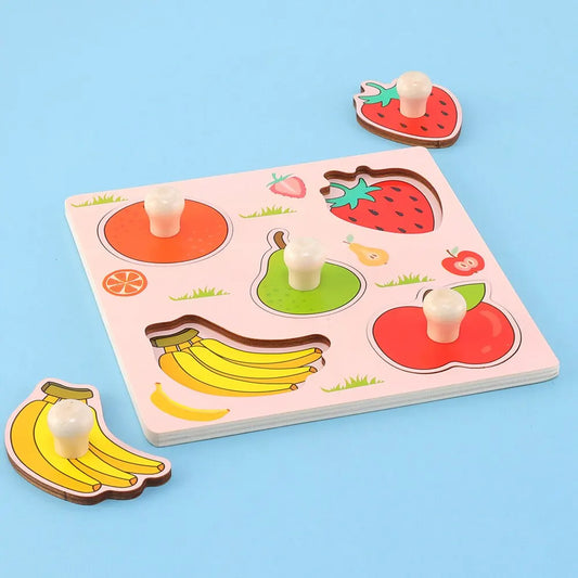 Kinder Hand Scratch Bord Baby Montessori Frühen Bildung Obst Kognitiven Puzzle Spielzeug 