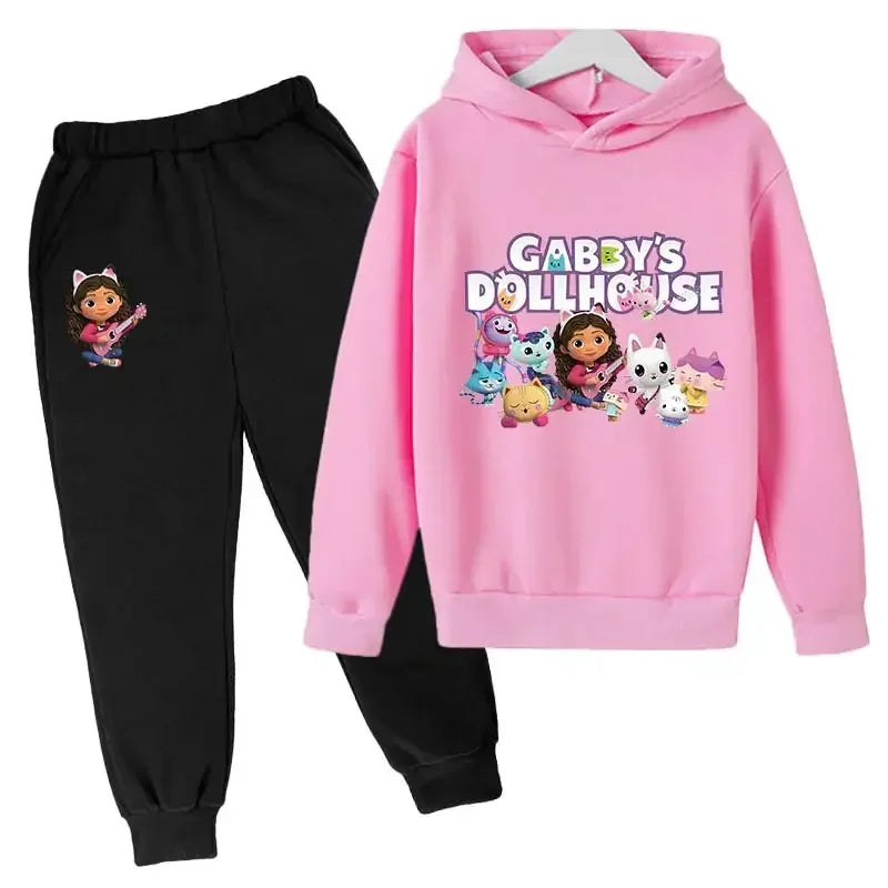 2024 Hoodie Kleinkind Mädchen Gabby Puppenhaus Kleidung Hoodies Hosen 2Pcs Sets Nette Kinder Kostüm Kinder Trainingsanzüge Kinder Gabby Katzen 