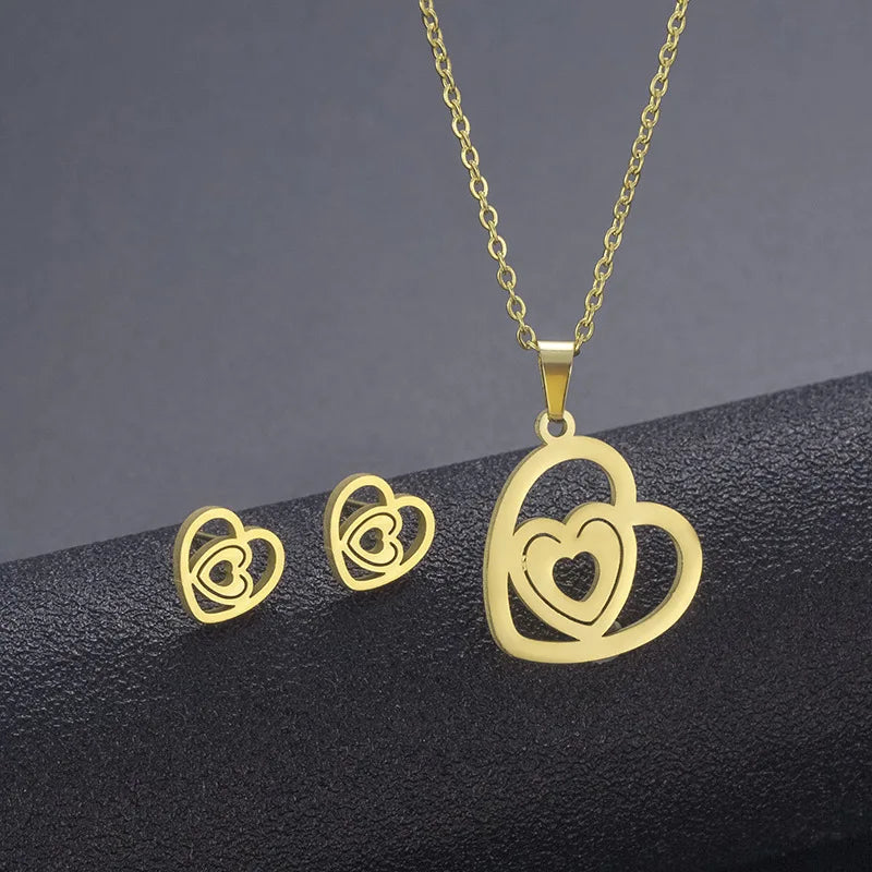 10 PiecesHip Hop Personalized Accessories Stainless Steel Necklace Fashion Jewelry Set for Women Smooth Geometric Design