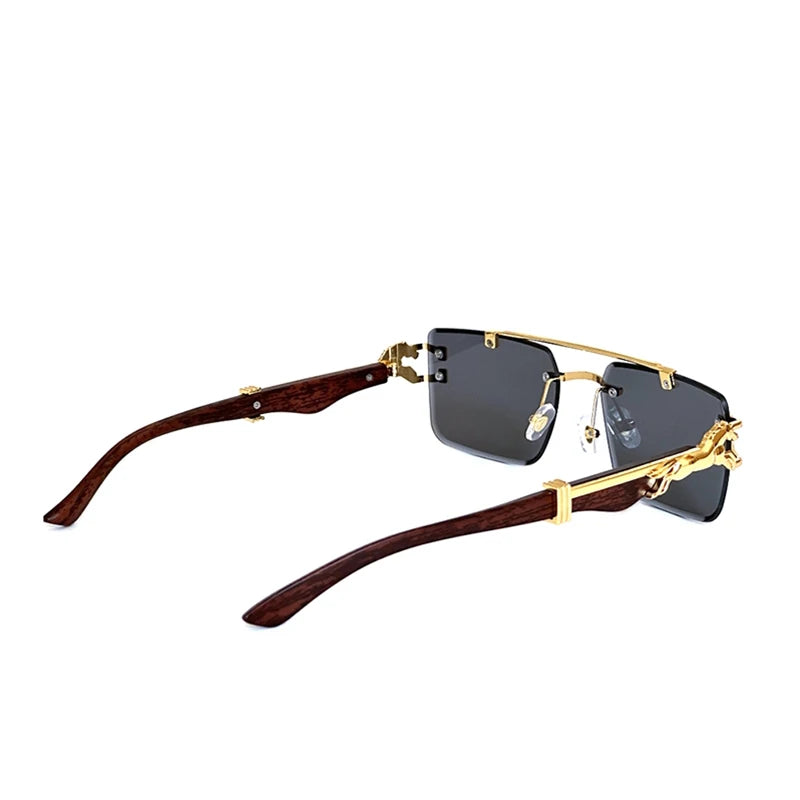 New In Sunglasses For Men Wooden Rimless Sunglasses Women  Vintage Square Fashion Glasses Luxe Gafas De Sol Hombre Zonnebril Sun