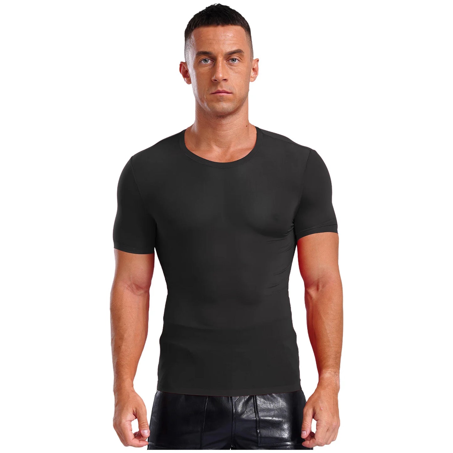Mens Quick-dry Athletic T-shirt Round Neck Short Sleeve Ice Silk Ultra-thin Blouses Top for Gym Sports Workout Fitness Swimming mon