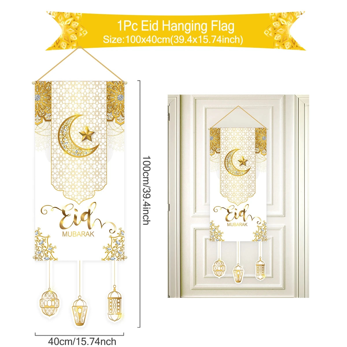 Ramadan Hanging Flag Ramadan Kareem Decoration For Home 2025 Aid EID Mubarak Muslim Islamic Festival Eid Al-fitr Party Supplies