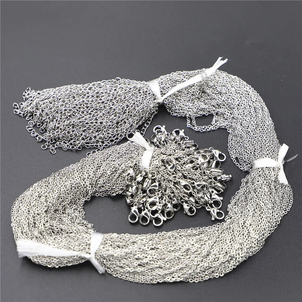2MM Stainless Steel Necklace Rope 45cm Pendant Metal Chain Lobster Clasp DIY Jewelry Accessories Wholesale 100pcs Free Shipping