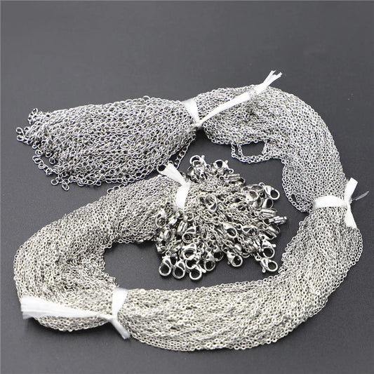 2MM Stainless Steel Necklace Rope 45cm Pendant Metal Chain Lobster Clasp DIY Jewelry Accessories Wholesale 100pcs Free Shipping